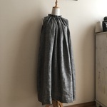 グレンチェックリネンで作ったフリル襟ギャザーワンピース