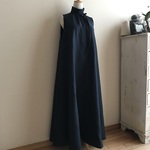 フレンチリネンNVで作ったハイネックフレアマキシワンピース