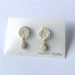 丸丸刺繍ピアス【ホワイト×ベージュ】