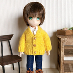 【受注制作】オビツ11・ねんどろいどどーるサイズ　ポケット付き春色Vネックカーディガン