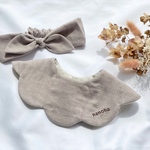 グレー♡オーダー名前刺繍入り花びらスタイ&ヘアターバン