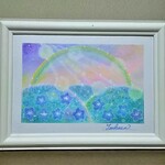 パステルアート　ネモフィラ咲く虹の丘　パステル画原画