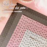 [D-49] A4両面デザインペーパー✽ lace dotシリーズ（黒×白）10枚&tulle laceシリーズ 2種×各10枚+おまけ5枚＝35枚入