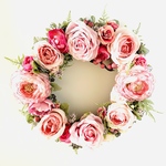 薔薇リース　ピンクバラリース　玄関リース　ドアリース　造花リース