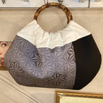 ハンドメイド　着物リメイク　グラニーバッグ　麻の葉　黒♪
