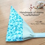 大人用♬ 【バブーシュカ風三角巾】*Blue flower garden *デニムヒッコリーストライプ*