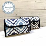Lサイズ 大柄オルテガ母子手帳ケース2〜3人用Blue×Navyアメリカン