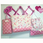 【入園・入学準備セット】再販☆ お花柄 ×ピンクドット☆ 通園・通学バック、体操服袋、上履き袋 ☆