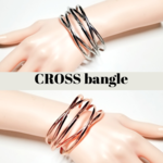 SALE！バングル CROSS ブレスレット シルバー ピンクゴールド フリーサイズ ストーン プレゼント シンプル   NO.1.23