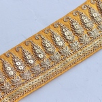 インド刺繍リボンᢂgota刺繍【イエロー】インド刺繍/刺繍リボン/リボン/シルクリボン/トリム/ブレード/ジャガードリボン/チロリアンテープ/レース/チュール