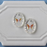 ヴィンテージ オーバルインタリオ バタフライ【オーロラ】 18×13mm(1個)