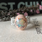 イースターエッグ🥚🍏グリーンのカンテラオパールのリング🐢🌈✨