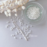 約1000pcs ＊2mm 極小 ガラスビーズ （オフホワイト） （0216）