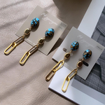 ターコーイズブルー　チェーン♢サージカルステンレス　ピアス