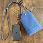 倉敷帆布　スマホポシェット　ミニ　サコッシュ　スマホショルダー　スマホポーチ くすみカラー　（ブルー）