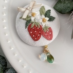【送料無料】いちごの刺繍ポニーフック/ヘアゴム