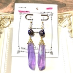 【ピアス 】アオイロの薔薇　水晶イメージの耳飾り　　　※イヤリング変更🆗　