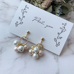 ボリュームコットンパールの小ぶりなイヤリング ピアスへ変更OK