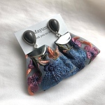 濃いグレーのインド刺繍　イヤリングのみ