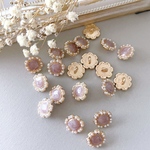 4pcs ＊レトロ調 パール縁取りボタン 12mm  (くすみパープル)  （0232）