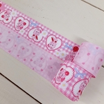 両面リボン幅38mm☆チェックくま＆うさぎ(ハートピンク) 2ｍ