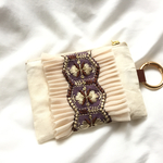 インド刺繍 リボン ファスナー ポーチ カラビナ付き