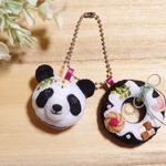 panda & donut  〜Cookie〜 パンダの刺繍キーホルダー