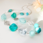[再販]ターコイズカラー✳︎ライトブルー✳︎クリアのロングネックレス