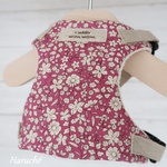 【サンプル品】犬用　【エプロンハーネス】　小花柄　ラズベリー　オプション：【カフェリード】or【リングリード】
