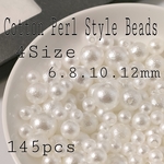 増量[145→220個] 6~12mm コットンパール風 樹脂パールビーズ ホワイト