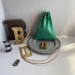 ■ simple viridian green mini bag レザーショルダー 巾着バック■ビビッドグリーン