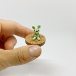 ミニあみぐるみ　パステルグリーンウサギ