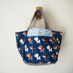 紺系　柴犬　小さめころころBAG　前ポケット　♫　ダンガリー調　ブルー　犬　イヌ　ワンちゃん