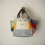 カラフル系　ランダムパッチ　犬　刺繍　スクエアトート　Sサイズ  ♫　ダンガリーイヌ　