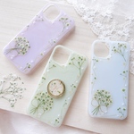 新色❁スマホリング選択❁ かすみ草ブーケフレーム❁.*･ﾟ押し花iPhoneケース 【※iPhone専用ページ】