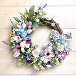 No.wreath-15438★イースター・リース　22-(2) イースターバニー&エッグ　43x40cm・アーティフィシャルフラワー/造花リース/春のリース/大型リース