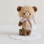約9cm小さなあみぐるみ もしゃもしゃなブラウンクマちゃん D