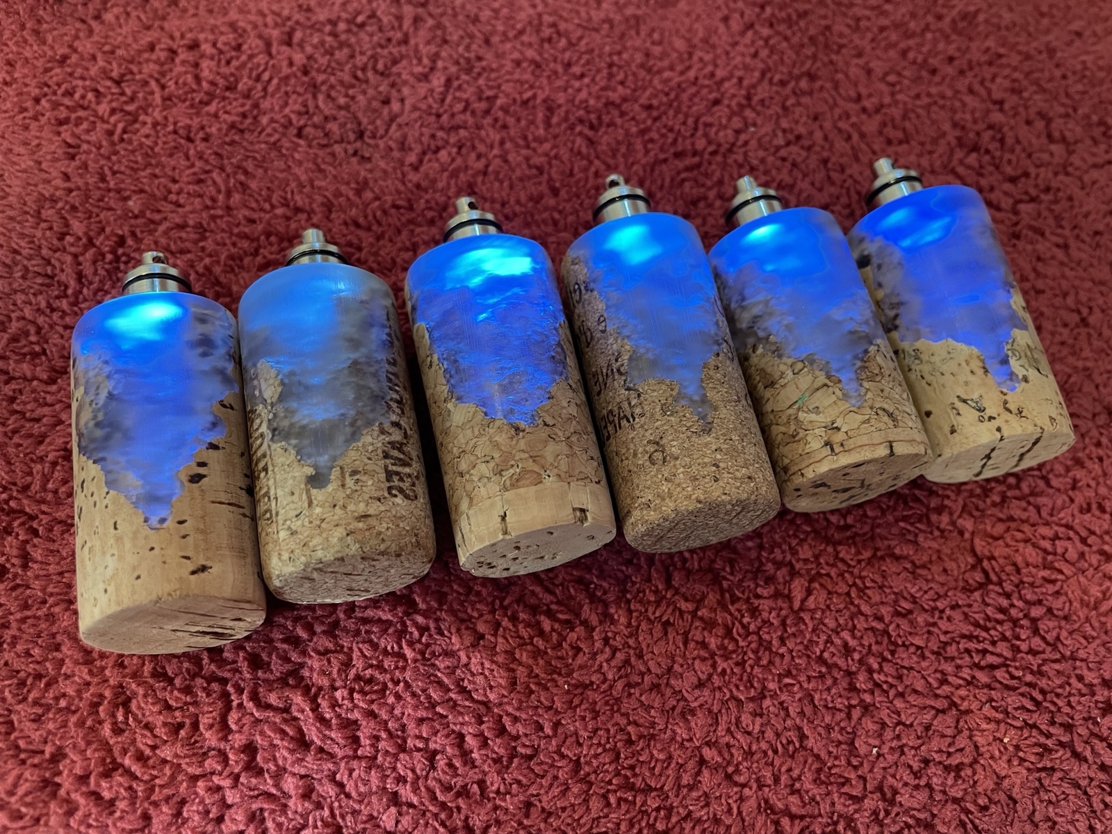 海の洞窟LED付きハンドメイドミニオブジェ ワインコルク レジン