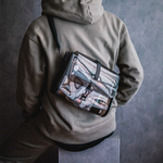 【Lサイズ】 クリアバッグ 透明ショルダーバッグ ポーチ付き お洒落 メンズ/レディース 【オールブラック】