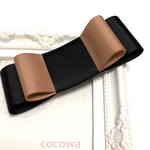 cocowa オリジナル バイカラー リボン バレッタ