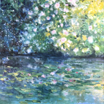 油絵　原画　オリジナル　「薔薇と睡蓮」   送料無料