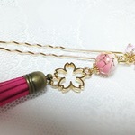 ＊送料無料＊桜フリンジかんざし(ピンク)*。・ﾟ・＊