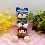 ✨『七転び八起き(*ΦωΦ)♥』✨世界で１匹のあみぐるみねこちゃん❤️(ブルー)