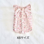 [犬服] ] XSサイズ 完成品 チワワ　　　　　　　　　　キャミソールワンピース　背中開き　綿麻花柄