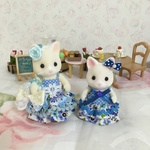 シルバニア＊お母さんと女の子のお洋服＊青花