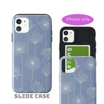 【再販】ICカード収納  北欧風  ボタニカル  凛とした花 ペールカラー  iPhone　スライドスマホケース iPhone12 11Pro　