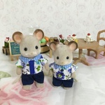 シルバニア＊お父さんと男の子のお洋服＊青花