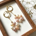 【高品質】＊つやつや＊フラワー淡水パール・フープイヤリング/ピアス14kgf