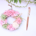 ✿再販✿リース＆ハーバリウムボールペンセットアンティークピンク✾母の日プレゼントフラワーギフト　　 結婚祝い 退職祝い 出産祝い