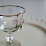 カレンシルバー　淡水パール　トルマリン　レッドアゲートのピアス（14kgf）orイヤリング